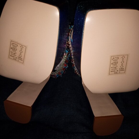 AZALEA WANG " ROYALTY RUMBLE " EMBELLISHED CHUNKY MULE IN BLUE(BRAND NEW !!!!!!! - Picture 7 of 7